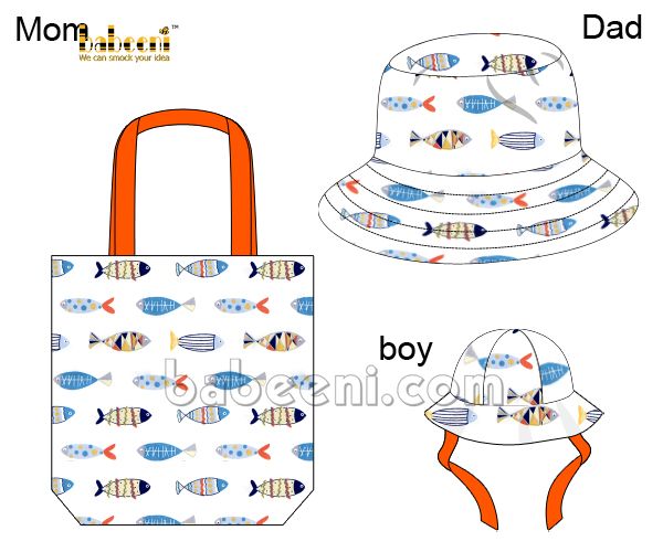 Fashionable Colorful Fish Hat & Bag Set for Family FA 04